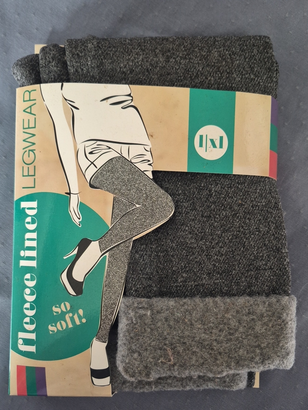 Fleece Lined Leggings Heather Gray Womens L/XL Cabincore Modest Warm Cozy Basic
